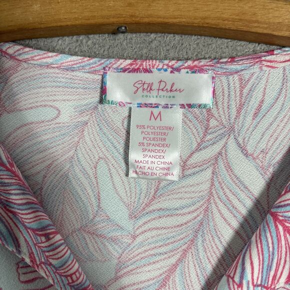 Stella Parker Size M Maxi Dress Jersey Knit Lightweight‎ Pink Blue Coral Resort - Picture 5 of 13